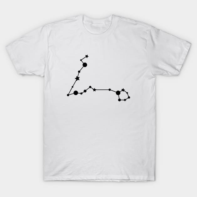 Pisces Zodiac Constellation in Black T-Shirt by Kelly Gigi